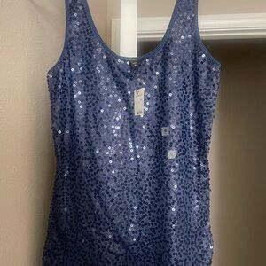 Express Sparkling Navy Sequin Tank Top